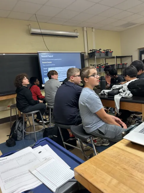 Students presenting NASA aerospace research proposals